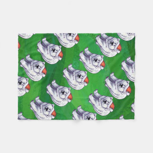 Polar Beer Kerstmis: groen Fleece Deken (Voorkant (Horizontaal))