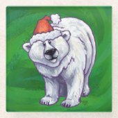 Polar Beer Kerstmis: groen Glazen Onderzetter (Voorkant)