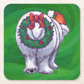 Polar Beer Kerstmis: groen Kartonnen Onderzetters (Voorkant)