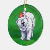 Polar Beer Kerstmis: groen Keramisch Ornament (Links)