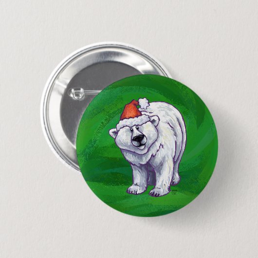 Polar Beer Kerstmis: groen Ronde Button 5,7 Cm (Voorkant /achterkant)