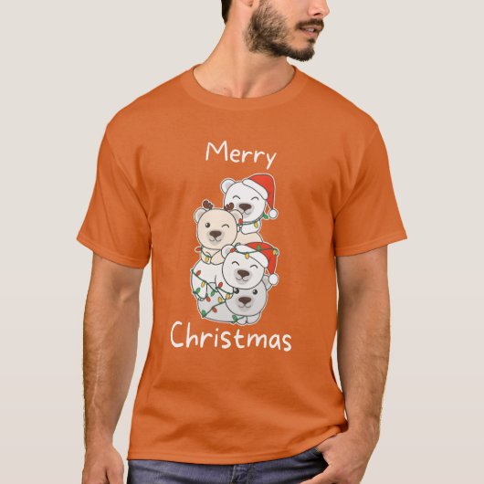 Polar Beer kerstmis kerst Polar Beren vuur T-shirt (Voorkant)
