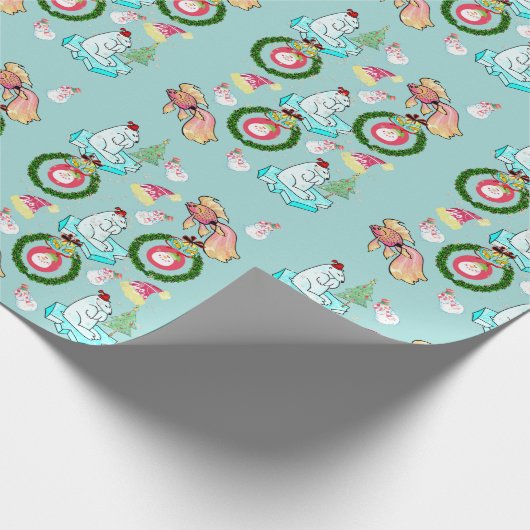 Polar Beer Kerstmis Sneeuwman Wrapping Papier (Hoek)