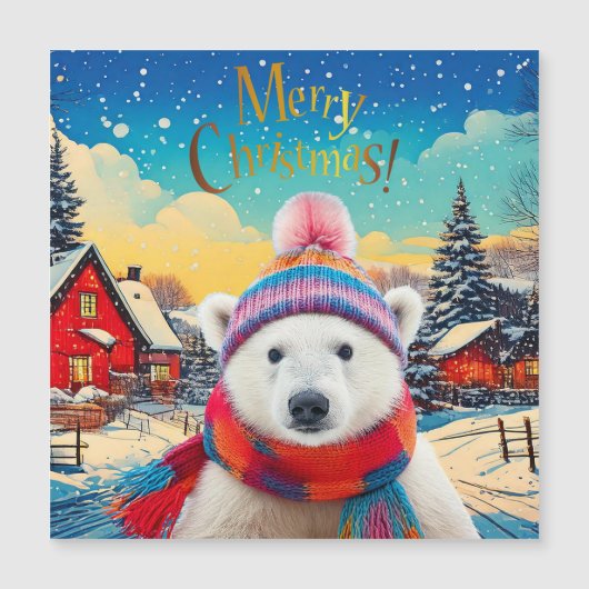 Polar Beer Kerstmuts en sjaal Vrolijk Kerstfeest (Voorkant)