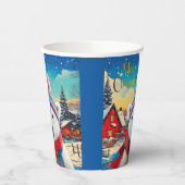 Polar Beer Kerstmuts en sjaal Vrolijk Kerstfeest Papieren Bekers (Links)