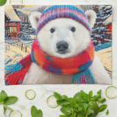 Polar Beer Kerstmuts en sjaal Vrolijk Kerstfeest Theedoek (Gevouwen)