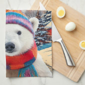 Polar Beer Kerstmuts en sjaal Vrolijk Kerstfeest Theedoek (Quarter Fold)