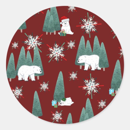 Polar Beer Kerststicker Ronde Sticker (Voorkant)