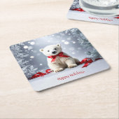 Polar Beer Kerstvakantie Papieren Onderzetter (Schuin)