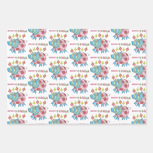 Polar Beer Kerstvellen Wrapping Papier Varken Inpakpapier Vel (Voorkant)