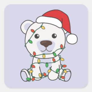 Polar Beer Kerstwinter Polar Beren Sq Vierkante Sticker