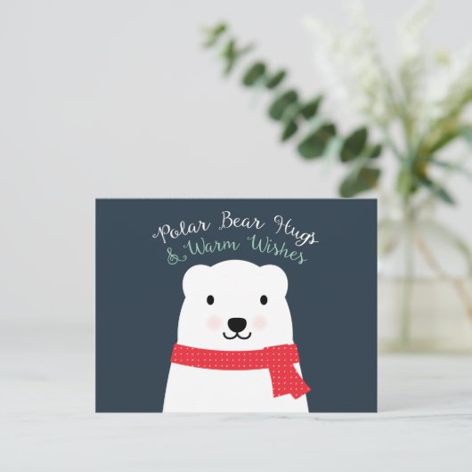 Polar Beer knuffels en warme wensen Feestdagenkaart (Staand voorkant)