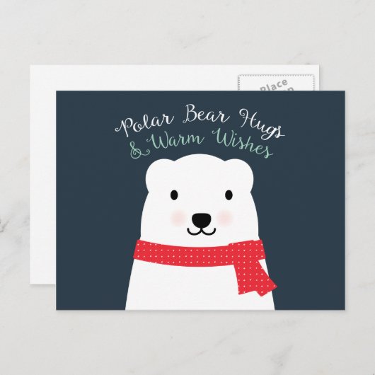Polar Beer knuffels en warme wensen Feestdagenkaart (Voorkant / Achterkant)