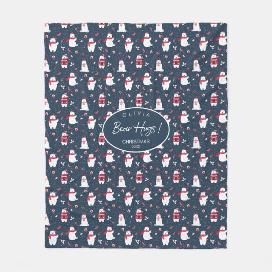 Polar Beer Knuffels Kerstjaar ID851 Fleece Deken (Voorkant)