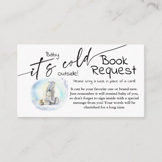 Polar Beer Kold Buiten Boek voor Baby shower spele Informatiekaartje (Voorkant)