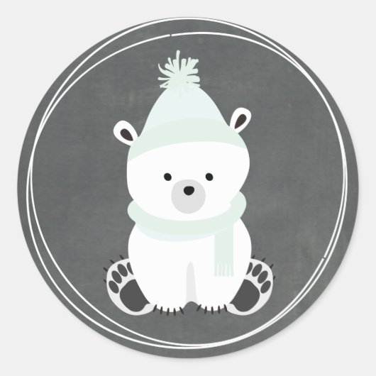 Polar Beer krijtbord geïnspireerd Baby shower Ronde Sticker (Voorkant)