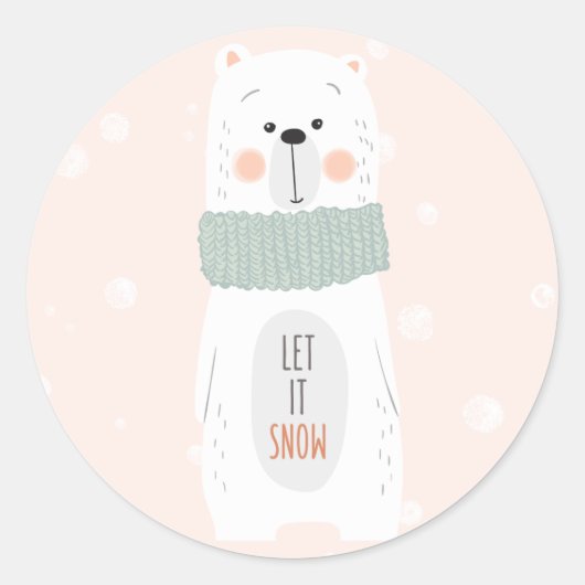 Polar beer - Laat het sneeuwen - Schattige Kerst s Ronde Sticker (Voorkant)