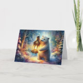 Polar Beer & Lantaarn Christelijk KJV Verse Kerst Feestdagen Kaart (Voorkant)