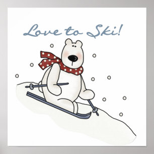 Polar Beer Love to Ski T-shirts and Gifts Poster