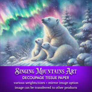 Polar Beer Mama & Cubs Noorderlicht Decoupage Tissuepapier