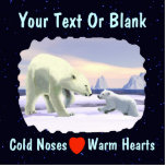 Polar Beer - Mama Nose Best Fotobeeldje Magneet<br><div class="desc">Een polaire beer krab zoekt een geruststelling van zijn moeder op de poolijsverpakking. De tekst die "Koude Noses Warm Hearts"leest en een rood hart ook verschijnt. Allemaal op een starre achtergrond. Voeg je eigen aanvullende tekst toe.</div>