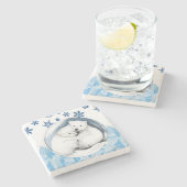 Polar Beer Marble Stone Onderzetter Kerstmis (Zijkant)