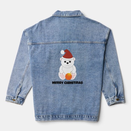 Polar beer Merry Christmas Santa hat Aangepaste te Denim Jacket (Achterkant)