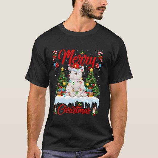 Polar Beer Merry Christmas Tree Lights Santa Polar T-shirt (Voorkant)