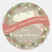 Polar Beer Merry little kerst Garland of light Ronde Sticker (Voorkant)