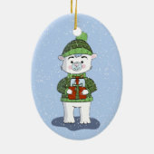 Polar Beer met Cadeaus Blauw Kerst Ornament (Achterkant)