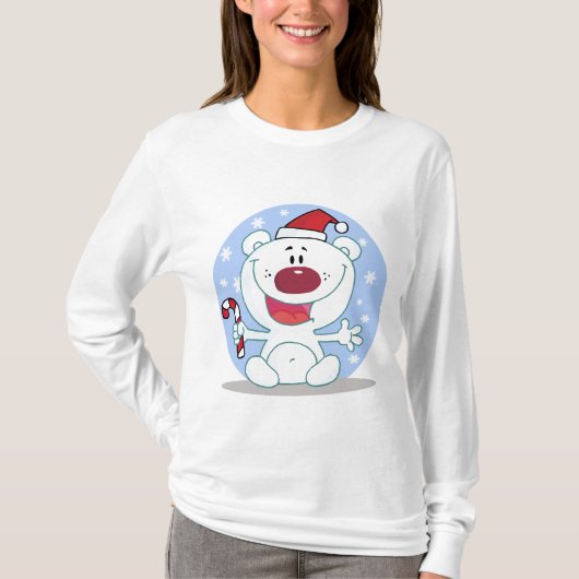 Polar Beer met Candy Cane Vakantie Tshirts (Voorkant)