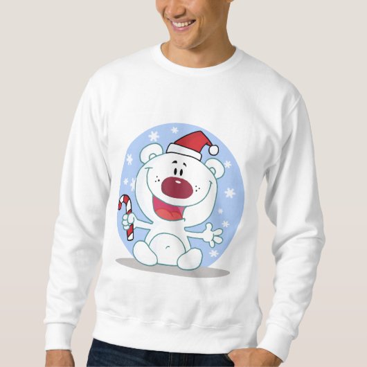 Polar Beer met Candy Cane Vakantie Tshirts (Voorkant)