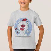 Polar Beer met Candy Cane Vakantie Tshirts (Voorkant)