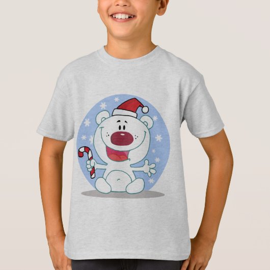 Polar Beer met Candy Cane Vakantie Tshirts (Voorkant)