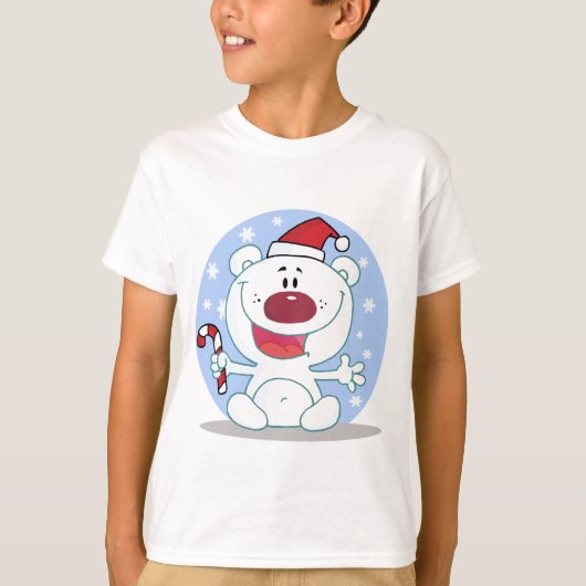 Polar Beer met Candy Cane Vakantie Tshirts (Voorkant)