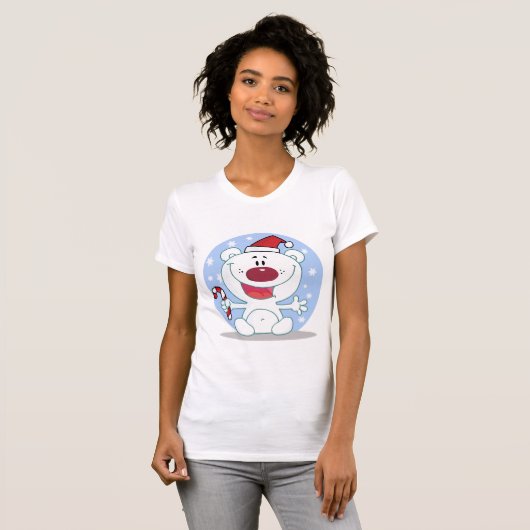Polar Beer met Candy Cane Vakantie Tshirts (Voorkant volledig)