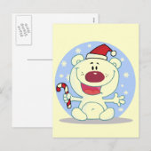 Polar Beer met Candy Cane Vakantie Tshirts Feestdagenkaart (Voorkant / Achterkant)