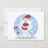 Polar Beer met Candy Cane Vakantie Tshirts Feestdagenkaart (Voorkant)