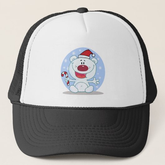 Polar Beer met Candy Cane Vakantie Tshirts Trucker Pet (Voorkant)