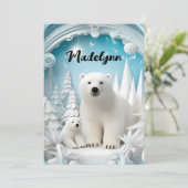 Polar Beer met Cub Arctic Ocean White Happy Feestdagenkaart (Staand voorkant)