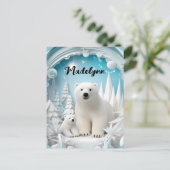 Polar Beer met Cub Arctic Ocean White Winter Briefkaart (Staand voorkant)