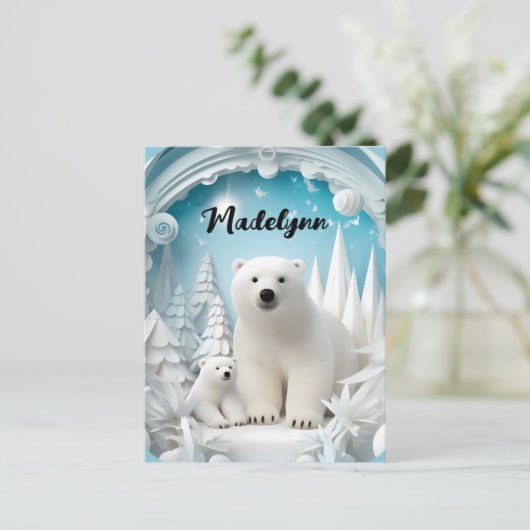 Polar Beer met Cub Arctic Ocean White Winter Briefkaart (Staand voorkant)