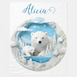 Polar Beer met Cub Arctic Ocean White Winter Fleece Deken