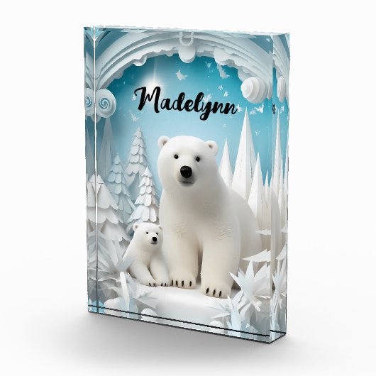 Polar Beer met Cub Arctic Ocean White Winter Fotoblokken (Rechts)