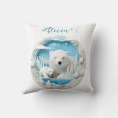 Polar Beer met Cub Arctic Ocean White Winter Kussen (Achterkant)