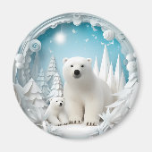 Polar Beer met Cub Arctic Ocean White Winter Magneet (Voorkant)
