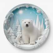 Polar Beer met Cub Arctic Ocean White Winter Papieren Bordje (Voorkant)