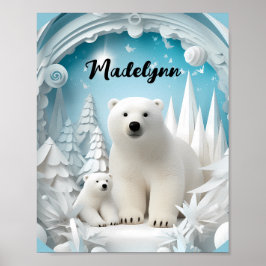 Polar Beer met Cub Arctic Ocean White Winter Poster