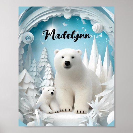 Polar Beer met Cub Arctic Ocean White Winter Poster (Voorkant)