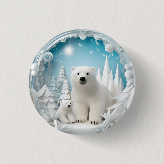 Polar Beer met Cub Arctic Ocean White Winter Ronde Button 3,2 Cm